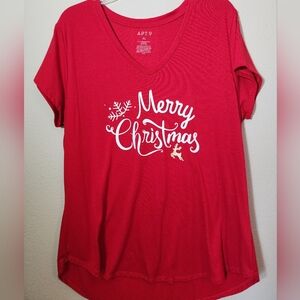 Apt. 9 Womens Merry Christmas V-Neck T-Shirt